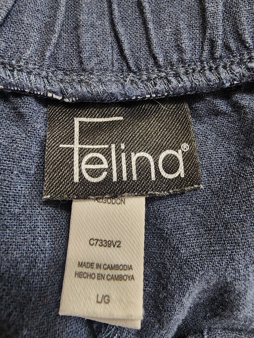 Felina Linen Cotton Wide Leg Crop Pants Navy Blue Large Pull On - Picture 8 of 12